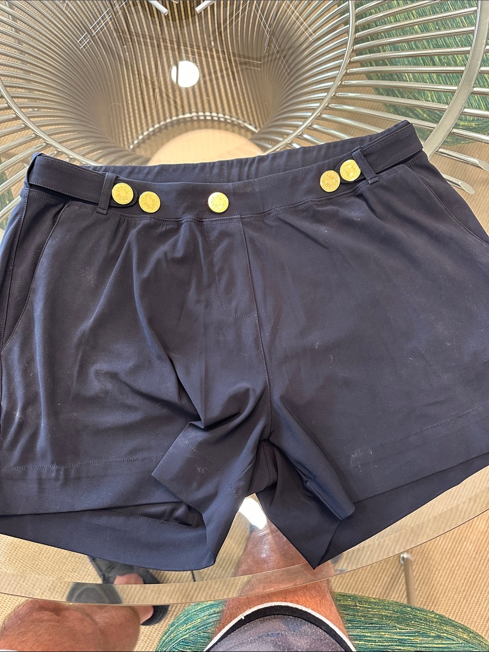 Black Men's Swim Trunks with Gold Button Detail by Charlies by Matthew Zink
